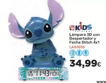 Oferta de Stitch - Lámpara 3d Con Despertador Y Fecha Stitch 4x 1 por 34,99€ en Super Juguete