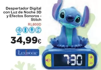 Oferta de Stitch - Despertador Digital Con Luz De Noche 3d Y Efectos Sonoros- Stitch por 34,99€ en Super Juguete