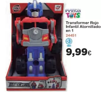 Oferta de Innova - TRANSFORMER Rojo Infantil ATORNIILLADO EN 1 por 9,99€ en Super Juguete