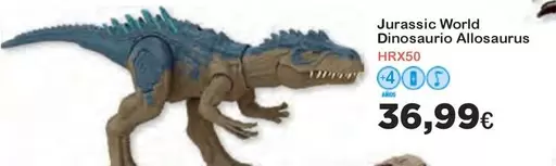 Oferta de Mattel - Jurassic World Dinosaurio Allosaurus por 36,99€ en Super Juguete