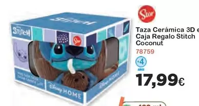 Oferta de Stitch - Taza Cerámica 3d Caja Regalo Stitch Coconut por 17,99€ en Super Juguete