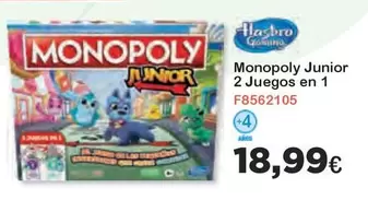 Oferta de Monopoly -  Junior 2 Juegos En 1 por 18,99€ en Super Juguete