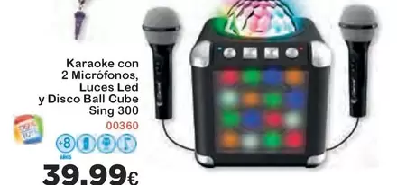 Oferta de Cube - Karaoke Con 2 Microfonos, Luces Led Y Disco Ball  Sing 300 por 39,99€ en Super Juguete