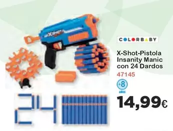 Oferta de Colorbaby - X Shot Pistola Insanity Manic Con 24 Dardos por 14,99€ en Super Juguete