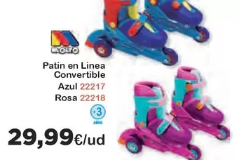 Oferta de Molto - Patín En Linea Convertible Azul por 29,99€ en Super Juguete