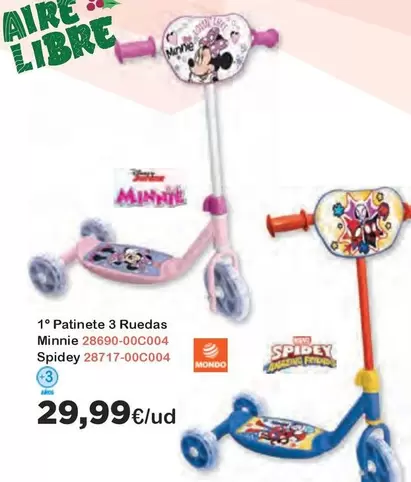 Oferta de 1° Patinete 3 Ruedas Minnie  por 29,99€ en Super Juguete