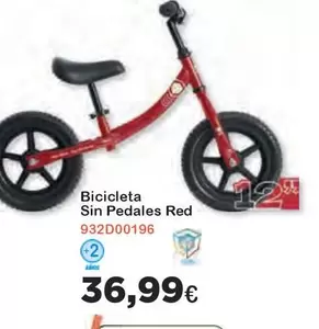 Oferta de Bicicleta Sin Pedales Red por 36,99€ en Super Juguete