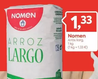 Oferta de Nomen - Arroz Llarg por 1,33€ en Suma Supermercados