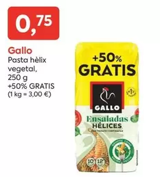 Oferta de Gallo - Pasta Helix Vegetal por 0,75€ en Suma Supermercados