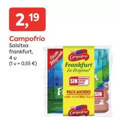 Oferta de Campofrío - Salsitxa Frankfurt por 2,19€ en Suma Supermercados