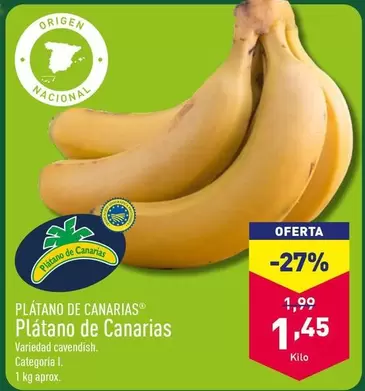 Oferta de Platano De Canarias por 1,45€ en ALDI