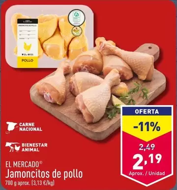 Oferta de El Mercado - Jamoncitos De Pollo por 2,19€ en ALDI