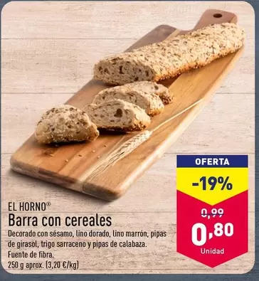 Oferta de El Horno - Barra Con Cereales por 0,8€ en ALDI