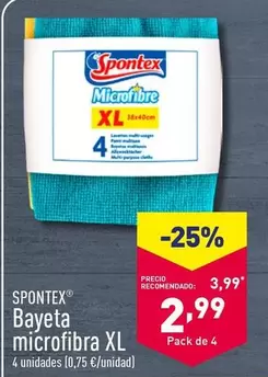 Oferta de Spontex - Bayeta Microfibra Xl por 2,99€ en ALDI