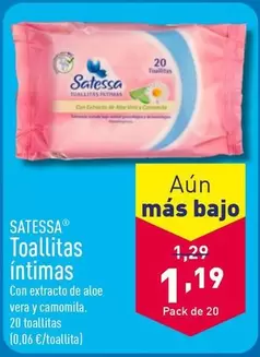 Oferta de Satessa - Toallitas Intimas por 1,19€ en ALDI