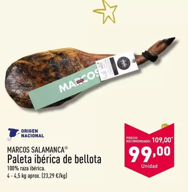 Oferta de Marcos Salamanca - Paleta Ibérica De Bellota por 99€ en ALDI