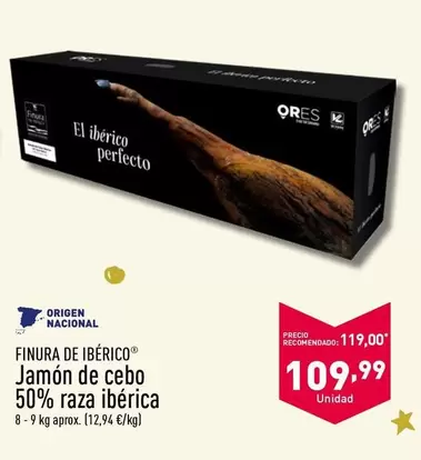 Oferta de Finura De Iberico - Jamon De Cebo 50% Raza Iberica por 109,99€ en ALDI