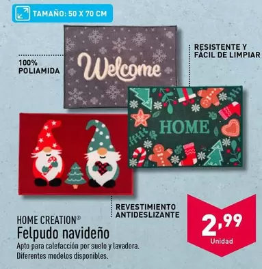 Oferta de Home Creation - Felpudo Navideno por 2,99€ en ALDI