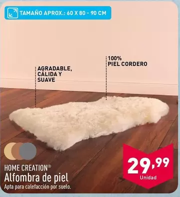 Oferta de Home Creation - Alfombra De Piel por 29,99€ en ALDI