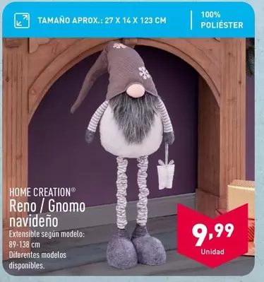 Oferta de Home Creation - Reno/Gnomo Navideno por 9,99€ en ALDI