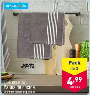 Oferta de Home Creation - Panos De Cocina por 4,99€ en ALDI