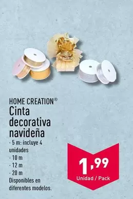 Oferta de Home Creation - Cinta Decorativa Navidena por 1,99€ en ALDI