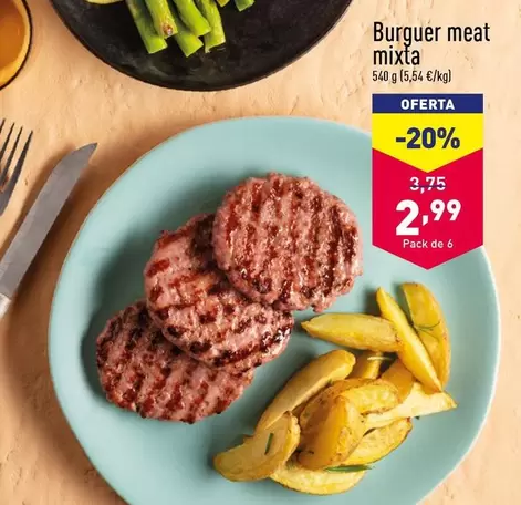 Oferta de Burguer Meat Mixta por 2,99€ en ALDI