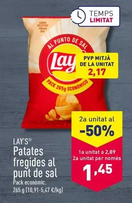 Oferta de Lay's - Patates Fregides Al Punt De Sal por 2,89€ en ALDI