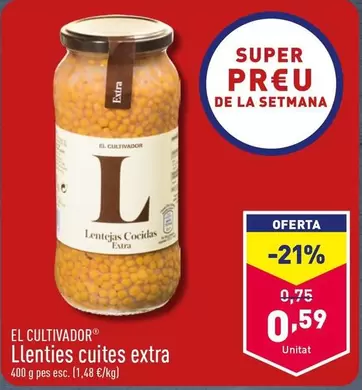 Oferta de El Cultivador - Llenties Cuites Extra por 0,59€ en ALDI