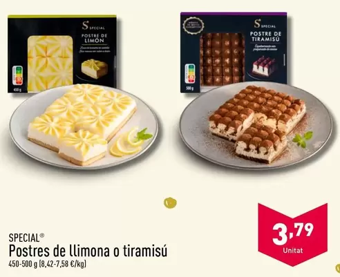 Oferta de Special - Postres De Llimona O Tiramisú por 3,79€ en ALDI