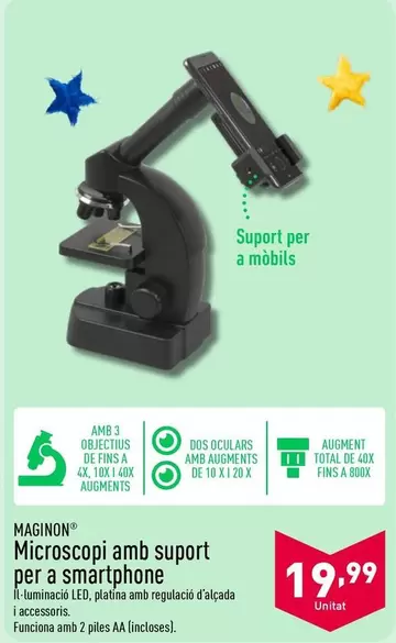 Oferta de Maginon - Microscopri Amb Suport Per A Smartphone por 19,99€ en ALDI