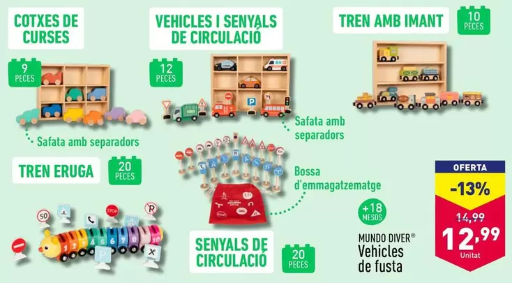 Oferta de Mundo Diver - Vehicles De Fusta por 12,99€ en ALDI