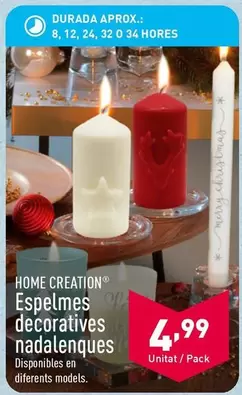 Oferta de Home Creation - Espelmes Decorativas Nadalenques por 4,99€ en ALDI