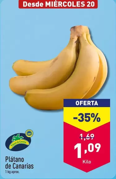 Oferta de Platano De Canarias por 1,09€ en ALDI