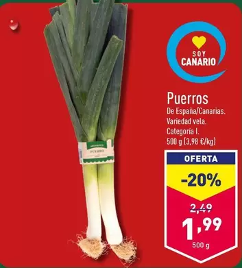 Oferta de Puerros por 1,99€ en ALDI