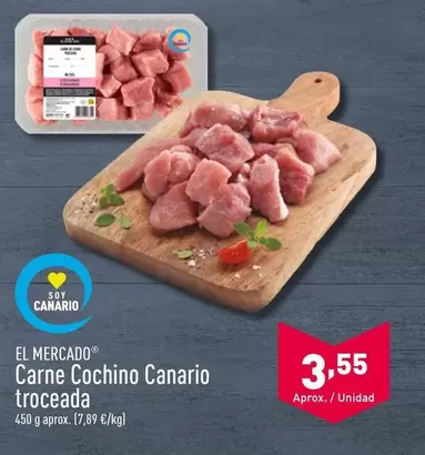 Oferta de El Mercado - Carne Cochino Canario Troceada por 3,55€ en ALDI