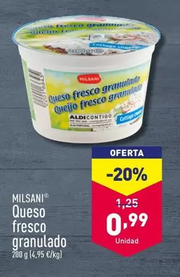 Oferta de Milsani - Queso Fresco Granulado por 0,99€ en ALDI