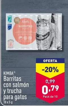 Oferta de Kimba - Barritas Con Salmon Y Trucha Para Gatos por 0,79€ en ALDI