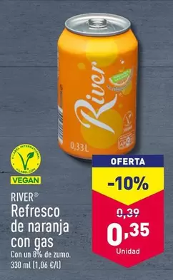 Oferta de River - Refresco De Naranja Con Gas por 0,35€ en ALDI