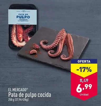 Oferta de El Mercado - Pata De  Pulpo Cocida por 6,99€ en ALDI