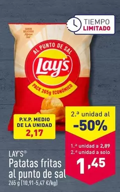 Oferta de Lay's - Patatas Fritas Al Punto De Sal por 2,89€ en ALDI