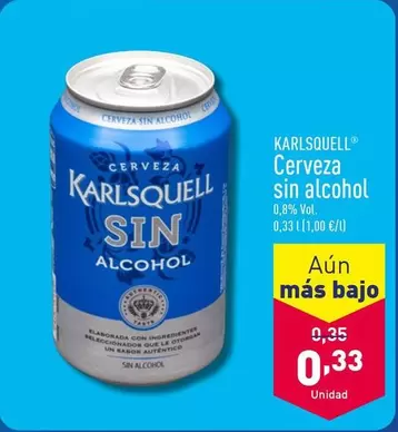 Oferta de Karlsquell - Cerveza Sin Alcohol por 0,33€ en ALDI