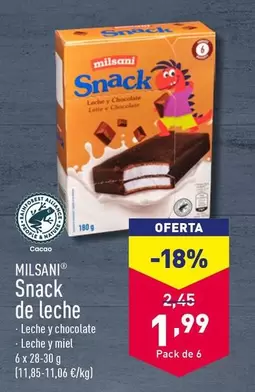 Oferta de Milsani - Snack De Leche por 1,99€ en ALDI