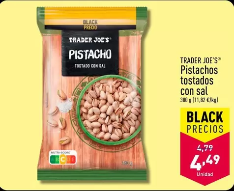 Oferta de Trader Joe´s - Pistachos Tostados Con Sal por 4,49€ en ALDI