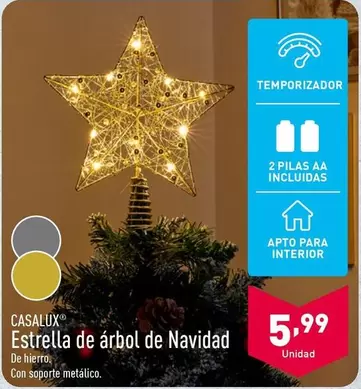 Oferta de Casalux - Estrella De Árbol De Navidad por 5,99€ en ALDI