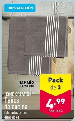 Oferta de Home Creation - Panos De Cocina por 4,99€ en ALDI