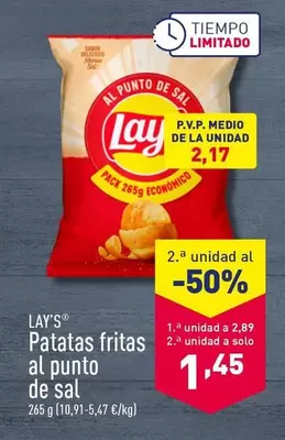 Oferta de Lay's - Patatas Fritas Al Punto De Sal por 2,89€ en ALDI