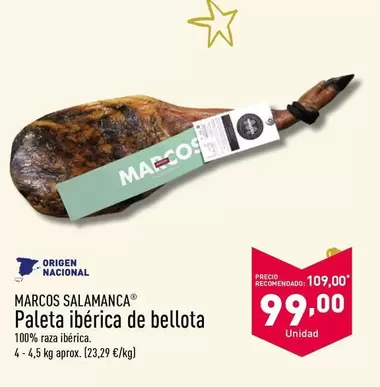 Oferta de Marcos Salamanca - Paleta Ibérica De Bellota por 99€ en ALDI