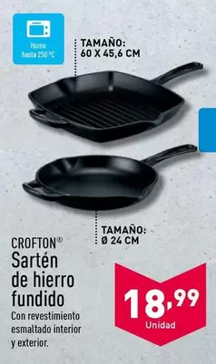 Oferta de Crofton - Sarten De Hierro Fundido por 18,99€ en ALDI