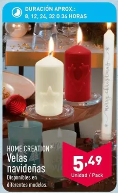 Oferta de Home Creation - Velas Navidenas por 5,49€ en ALDI